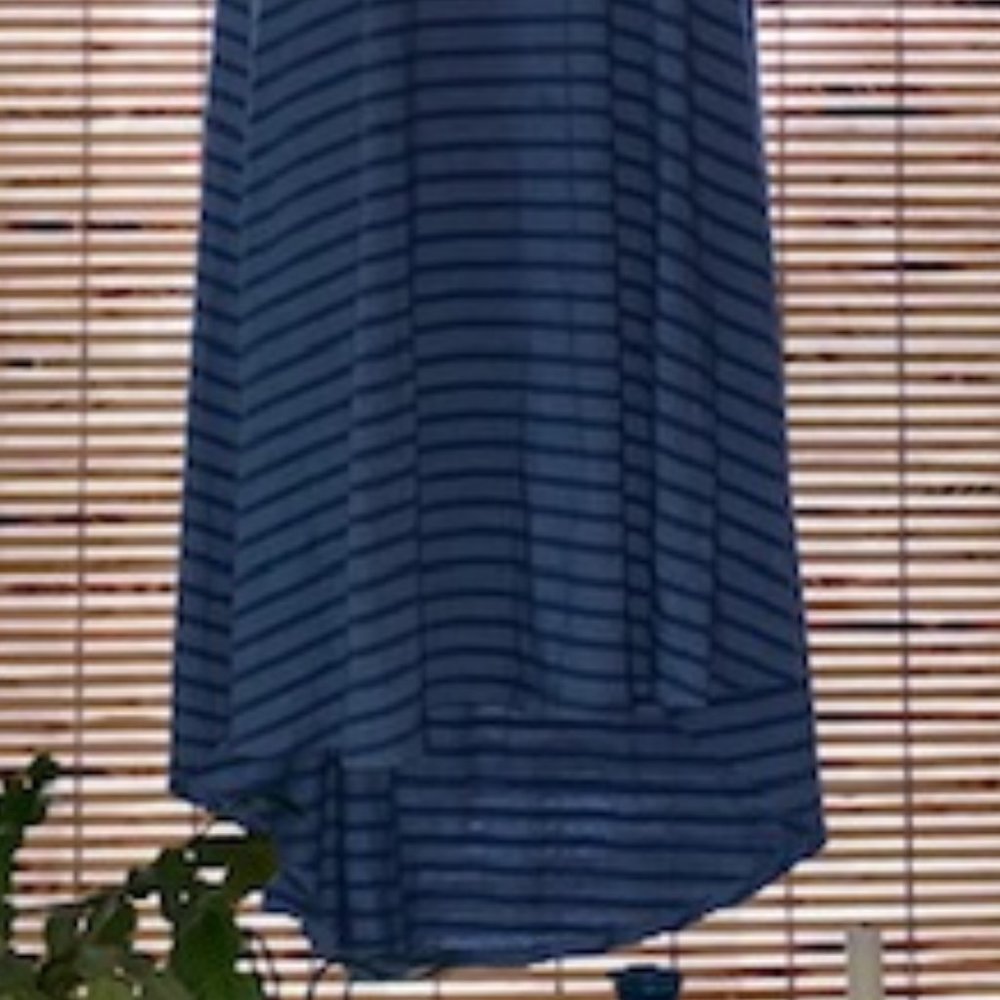 LuLaroe Heathered Blue-Gray & Blue Striped Carly Swing Dress - Picture 8 of 15